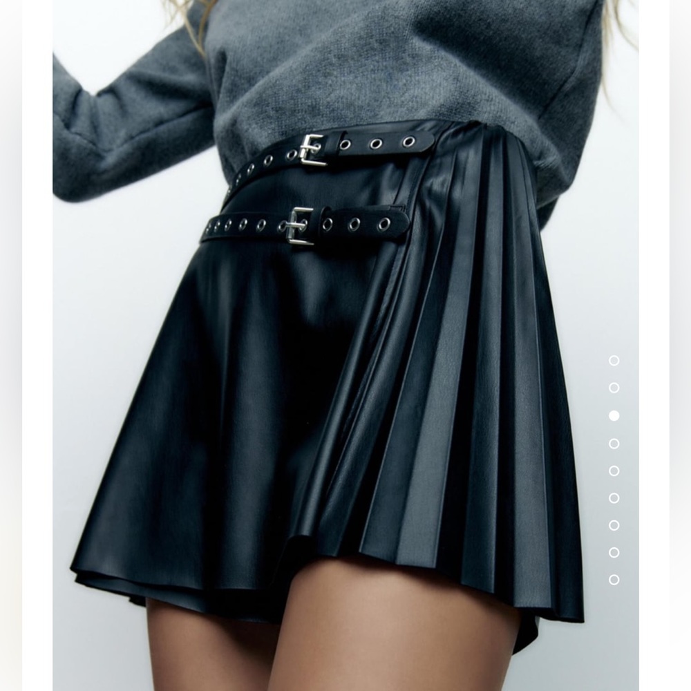 Zara Leather Pleated Skort